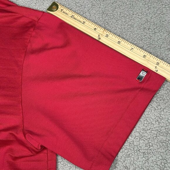 Nike Tiger Woods Polo Shirt Mens Large Red Dri Fit Embroidered Bird Golf Stretch - Picture 9 of 14